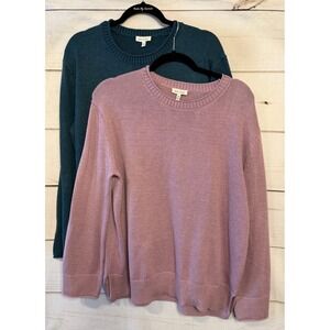 Ella Moss Women Knit Crew Neck Long Sleeve Sweater M